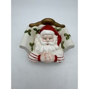 Vintage Santa In Bed Candy Dish 1988 Ceramic TOP ONLY Fitz & Floyd Christmas